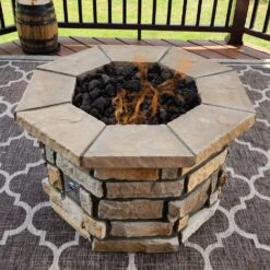 36″ Octagon Custom Stone Gas Fire Pit