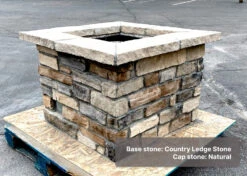 36″ Square Custom Stone Gas Fire Pit 15 36″ Square Custom Stone Gas Fire Pit -Grand Canyon 36 SquareCustomStoneFirePitwith CountryLedge baseand Naturalcaps 2