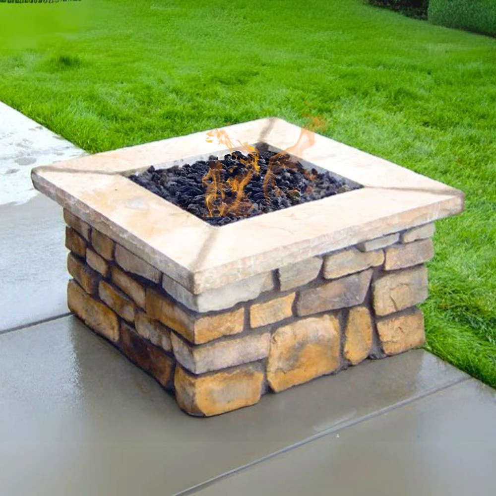 36″ Square Custom Stone Gas Fire Pit 3 36″ Square Custom Stone Gas Fire Pit