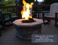 36″ Octagon Custom Stone Gas Fire Pit 33 36″ Octagon Custom Stone Gas Fire Pit -Grand Canyon 36 burning heggie 600x464 1
