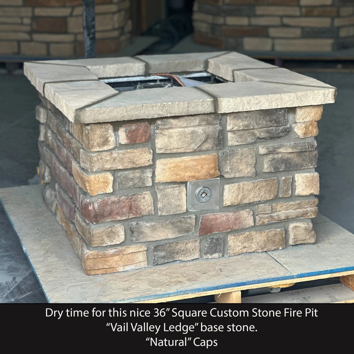 36″ Square Custom Stone Gas Fire Pit 6 36″ Square Custom Stone Gas Fire Pit - Image 4