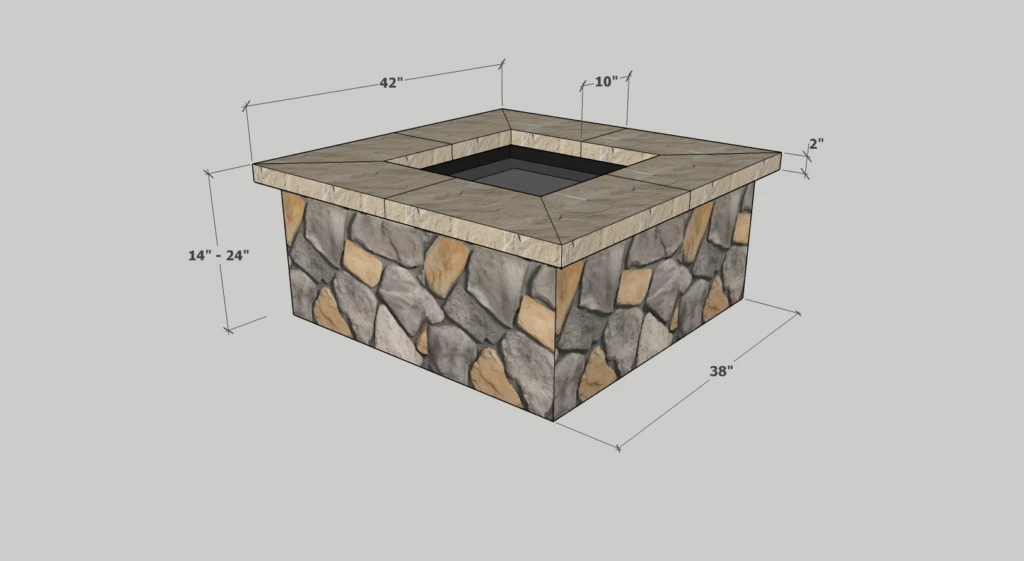 42" Square Custom Stone Gas Fire Pit 15 42" Square Custom Stone Gas Fire Pit - Image 13
