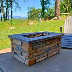 48″ X 30″ Rectangle Custom Stone Gas Fire Pit