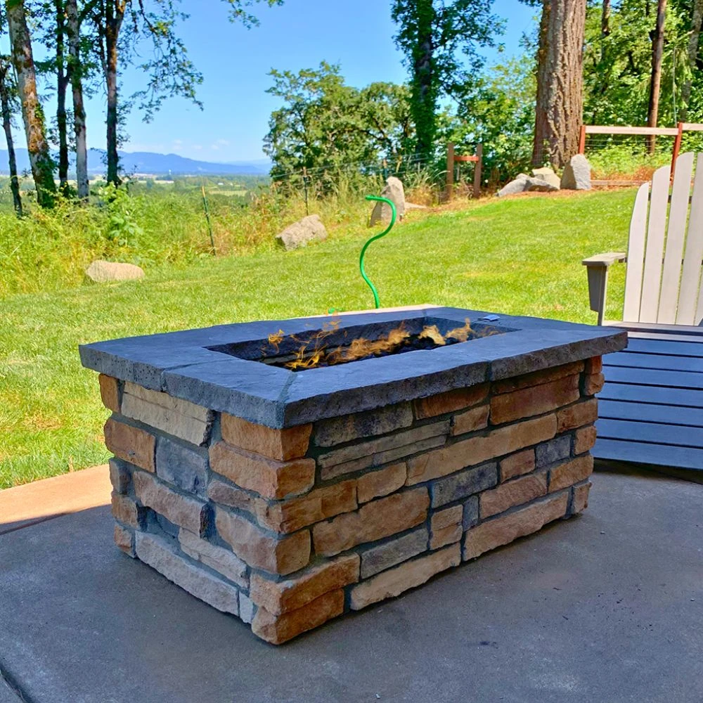 48″ X 30″ Rectangle Custom Stone Gas Fire Pit 3 48″ X 30″ Rectangle Custom Stone Gas Fire Pit