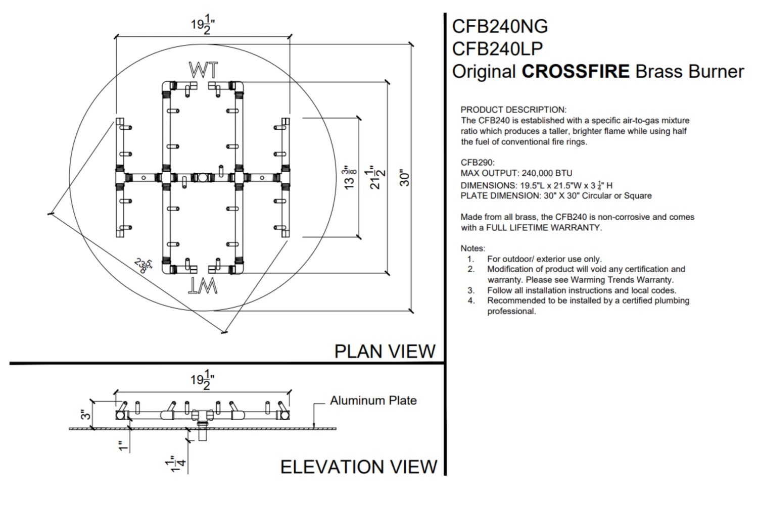 290K BTU Warming Trends Crossfire Burner 4 290K BTU Warming Trends Crossfire Burner - Image 2