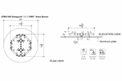 Warming Trends Crossfire Octagonal Style Brass Gas Fire Pit Burners 13 Warming Trends Crossfire Octagonal Style Brass Gas Fire Pit Burners -Grand Canyon CFBO180 Spec