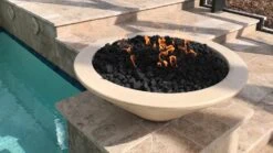 48" Cazo Gas Fire Pit 29 48" Cazo Gas Fire Pit -Grand Canyon Cazo Fire Bowls Vanilla Pool Side Lifestyle 3 1024x576 2