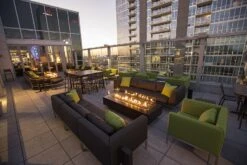 Del Mar Gas Fire Pit (5 Sizes Available) -Grand Canyon Del Mar Concrete Black 96 Fire aPit Roof Top Lifestyle 5