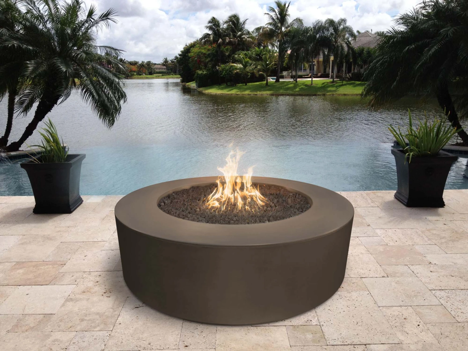 Unity Round Steel Gas Fire Pit 24" High (3 Sizes) 4 Unity Round Steel Gas Fire Pit 24" High (3 Sizes) - Image 2