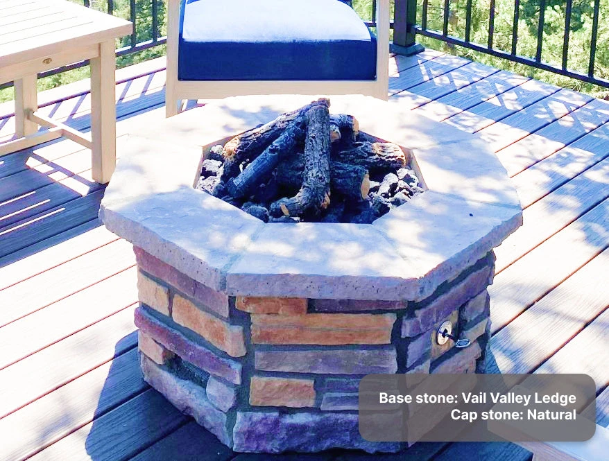 36″ Octagon Custom Stone Gas Fire Pit 8 36″ Octagon Custom Stone Gas Fire Pit - Image 6