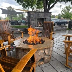 46" Octagon Custom Stone Gas Fire Pit -Grand Canyon IMG 7945