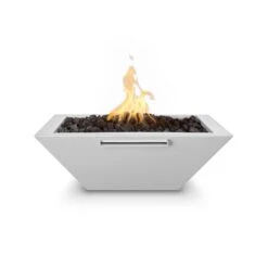 Maya Square Concrete Fire And Water Bowl 14 Maya Square Concrete Fire And Water Bowl -Grand Canyon Maya Fire Water Bowl Powder Coat White 1