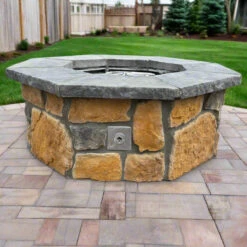 46" Octagon Custom Stone Gas Fire Pit -Grand Canyon Resized 20240629 094035 1719687645691