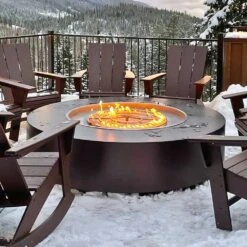 Unity Round Steel Gas Fire Pit 18" High (3 Sizes)