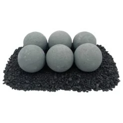4" Cape Gray Lite Stone Fire Balls - Set Of 6