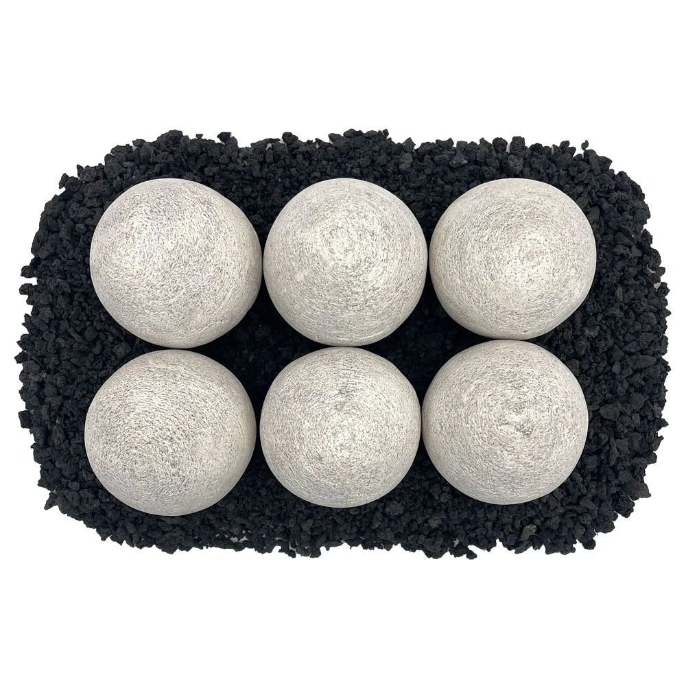 4" Cottage White Lite Stone Fire Balls - Set Of 6 4 4" Cottage White Lite Stone Fire Balls - Set Of 6 - Image 2