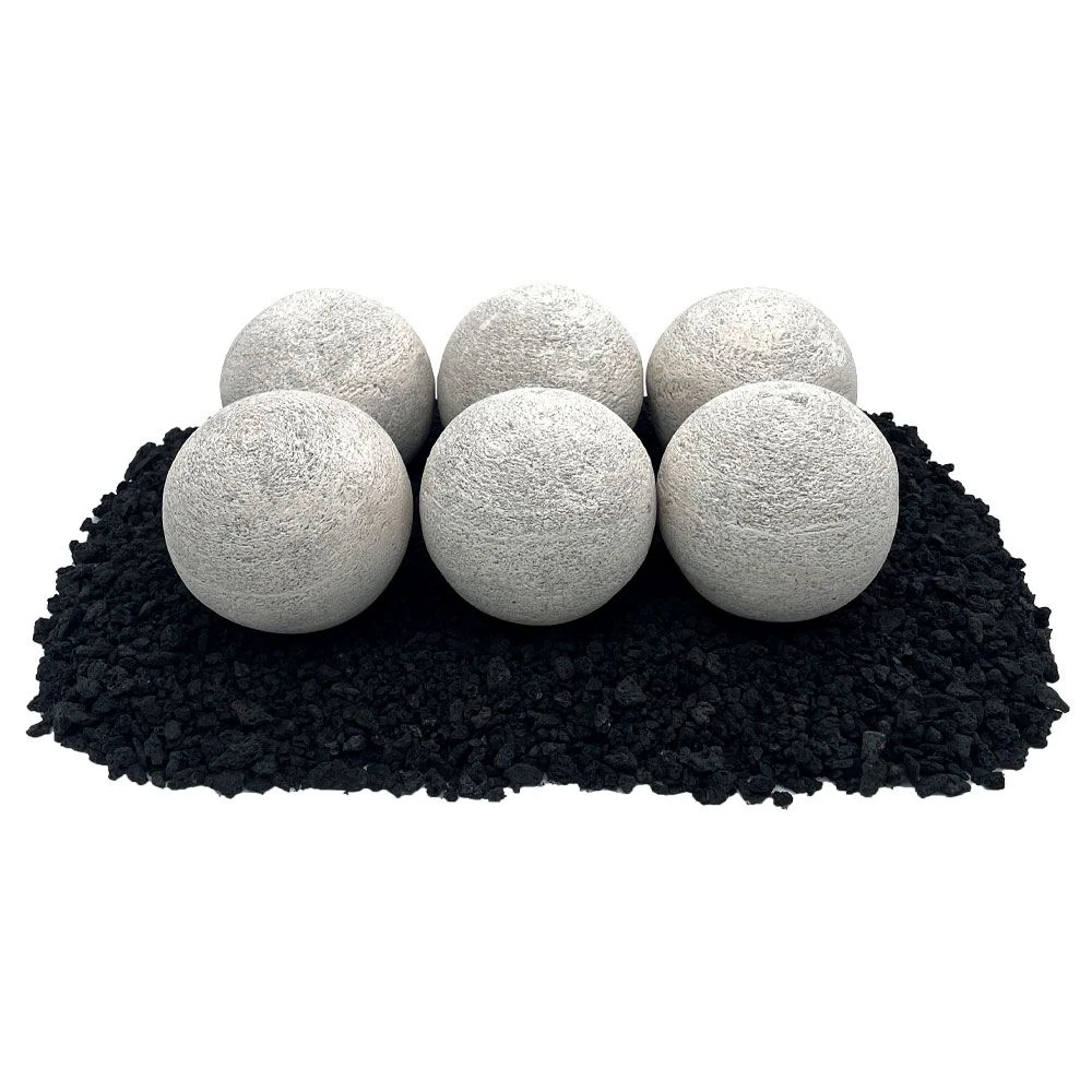4" Cottage White Lite Stone Fire Balls - Set Of 6 3 4" Cottage White Lite Stone Fire Balls - Set Of 6