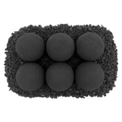 4" Matte Black Lite Stone Fire Balls - Set Of 6 17 4" Matte Black Lite Stone Fire Balls - Set Of 6 -Grand Canyon afg fbl mb 6b a