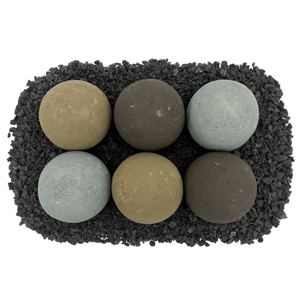 4" Natural Variety Lite Stone Fire Balls - Set Of 6 16 4" Natural Variety Lite Stone Fire Balls - Set Of 6 - Image 14