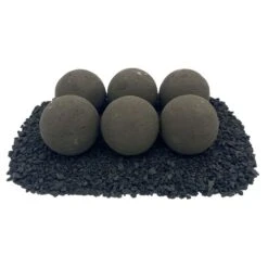 4" Thunder Gray Lite Stone Fire Balls - Set Of 6