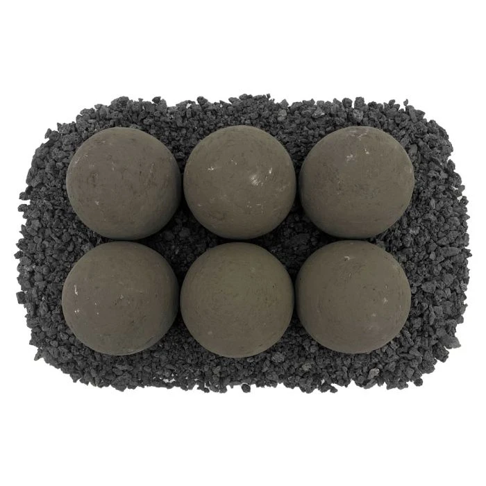 4" Thunder Gray Lite Stone Fire Balls - Set Of 6 3 4" Thunder Gray Lite Stone Fire Balls - Set Of 6 - Image 2