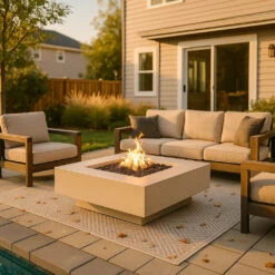 Cabo Square Gas Fire Pit 24 Cabo Square Gas Fire Pit -Grand Canyon cabo square fire pit lifestyle limestone