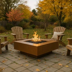 Cabo Square Gas Fire Pit 25 Cabo Square Gas Fire Pit -Grand Canyon cabo square fire pit lifestyle metallic copper