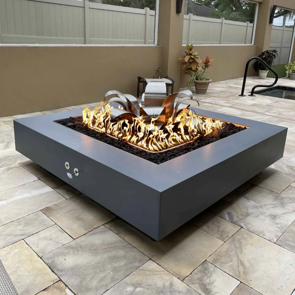 Cabo Powder Coat Steel Gas Fire Pit- Square (3 Sizes) 5 Cabo Powder Coat Steel Gas Fire Pit- Square (3 Sizes) - Image 3