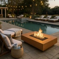Cabo Linear Gas Fire Pit 24 Cabo Linear Gas Fire Pit -Grand Canyon cabo linear lifestyle metallic copper