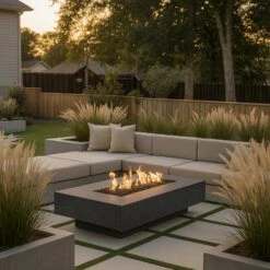 Cabo Linear Gas Fire Pit 25 Cabo Linear Gas Fire Pit -Grand Canyon cabo linear lifestyle metallic slate