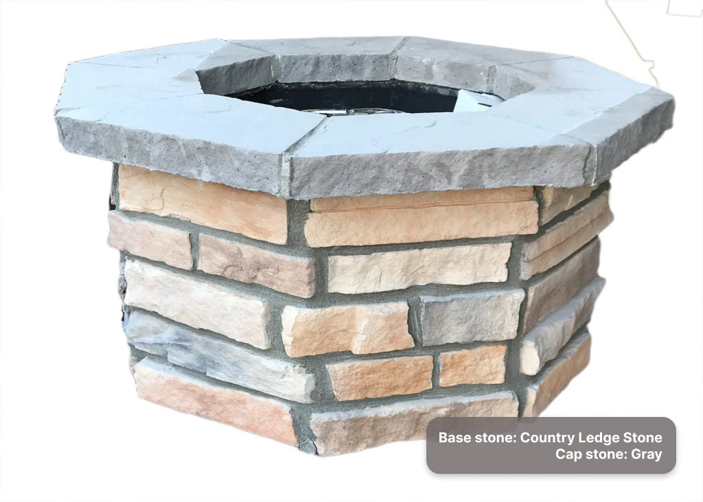 36″ Octagon Custom Stone Gas Fire Pit 16 36″ Octagon Custom Stone Gas Fire Pit - Image 14