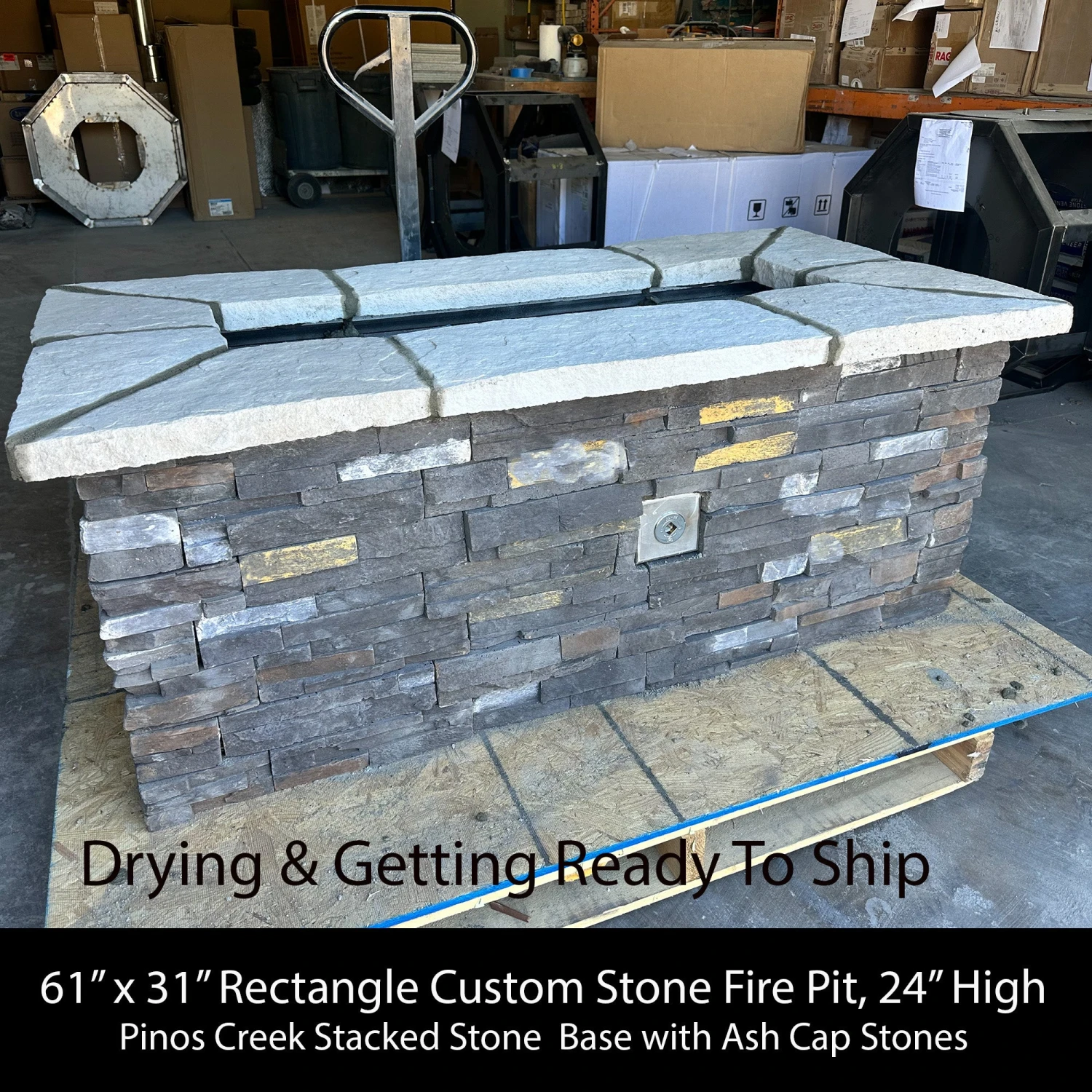 61″ X 31″ Rectangle Custom Stone Gas Fire Pit 10 61″ X 31″ Rectangle Custom Stone Gas Fire Pit - Image 8