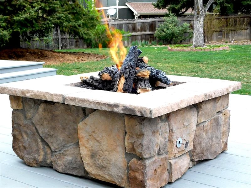42" Square Custom Stone Gas Fire Pit 22 42" Square Custom Stone Gas Fire Pit - Image 20