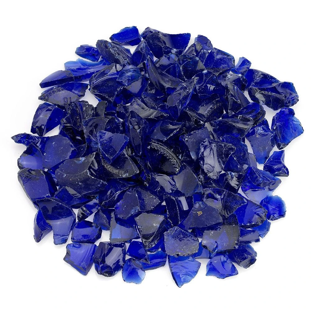 Dark Blue RecycledFire Glass 3/4" 3 Dark Blue RecycledFire Glass 3/4"