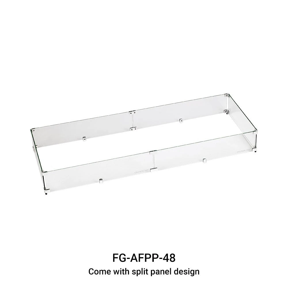 Rectangular Tempered Glass Wind Guard For 48" Pan 3 Rectangular Tempered Glass Wind Guard For 48" Pan
