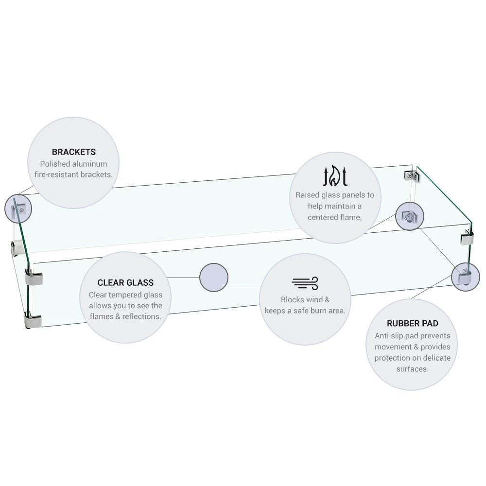 Square Tempered Glass Wind Guard For 30" Pan (sale) 4 Square Tempered Glass Wind Guard For 30" Pan (sale) - Image 2