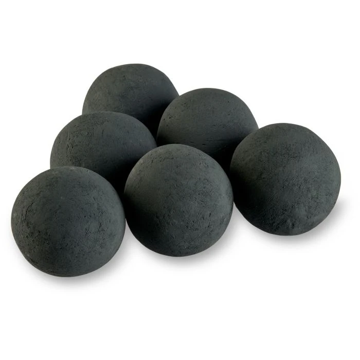 4" Matte Black Lite Stone Fire Balls - Set Of 6 3 4" Matte Black Lite Stone Fire Balls - Set Of 6