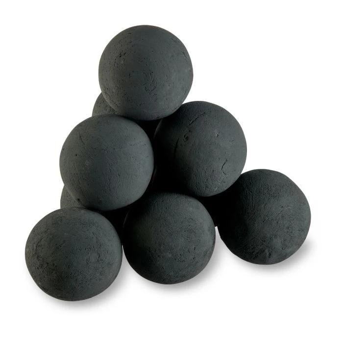 4" Matte Black Lite Stone Fire Balls - Set Of 6 4 4" Matte Black Lite Stone Fire Balls - Set Of 6 - Image 2