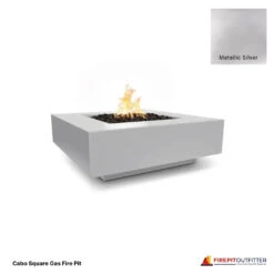 Cabo Square Gas Fire Pit 36 Cabo Square Gas Fire Pit -Grand Canyon metallic silver cabo square gas fire pit png