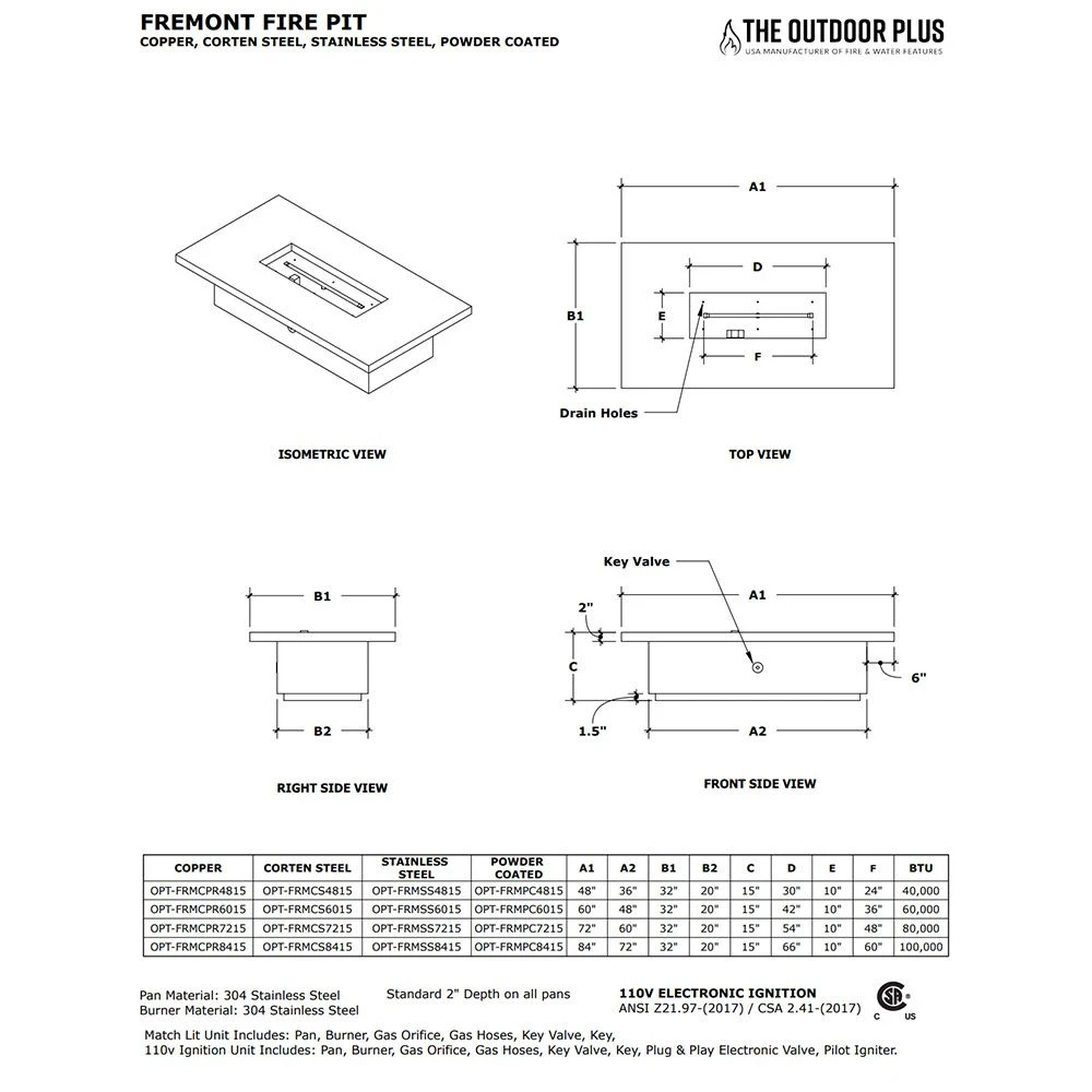Fremont Linear Powder Coated Fire Pit– 15″ Or 24″ Tall 6 Fremont Linear Powder Coated Fire Pit– 15″ Or 24″ Tall - Image 4