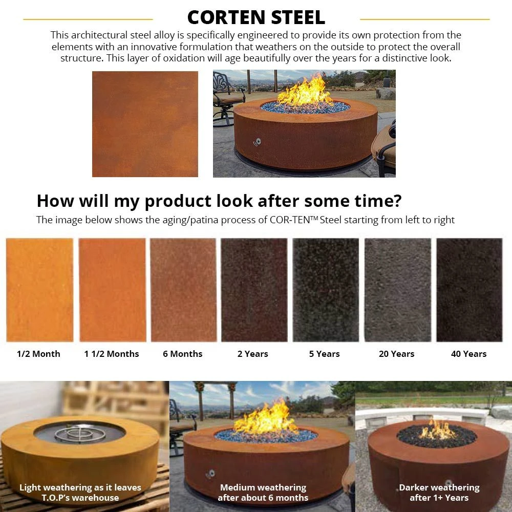 Coronado Gas Fire Pit- Cor-Ten Steel (5 Sizes) 4 Coronado Gas Fire Pit- Cor-Ten Steel (5 Sizes) - Image 2