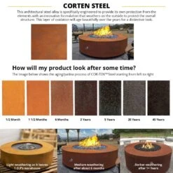 Unity Round Cor-Ten Steel Gas Fire Pit (3 Sizes) 7 Unity Round Cor-Ten Steel Gas Fire Pit (3 Sizes) -Grand Canyon top fire color guide corten steel a 09 21 2